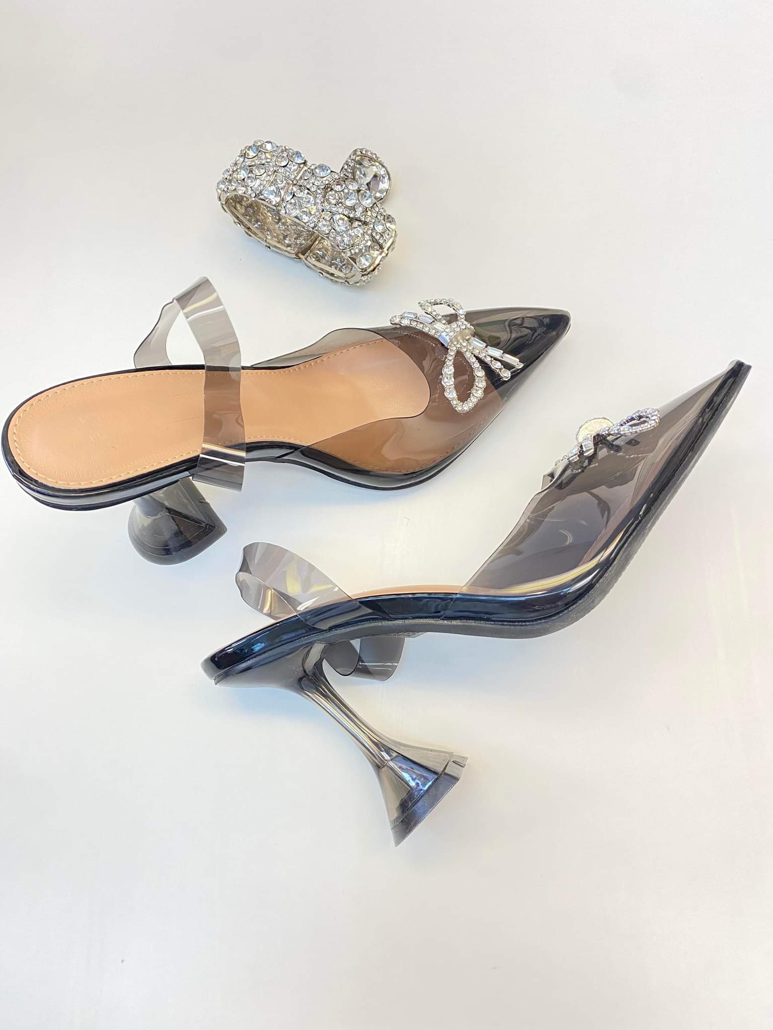 Clear clearance diamond heels